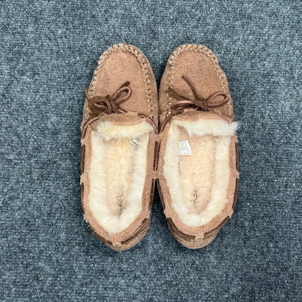 UGG Dakota Slippers Girl's 3 Chestnut Suede Shearling‎ Lined Cozy Slip On Shoes